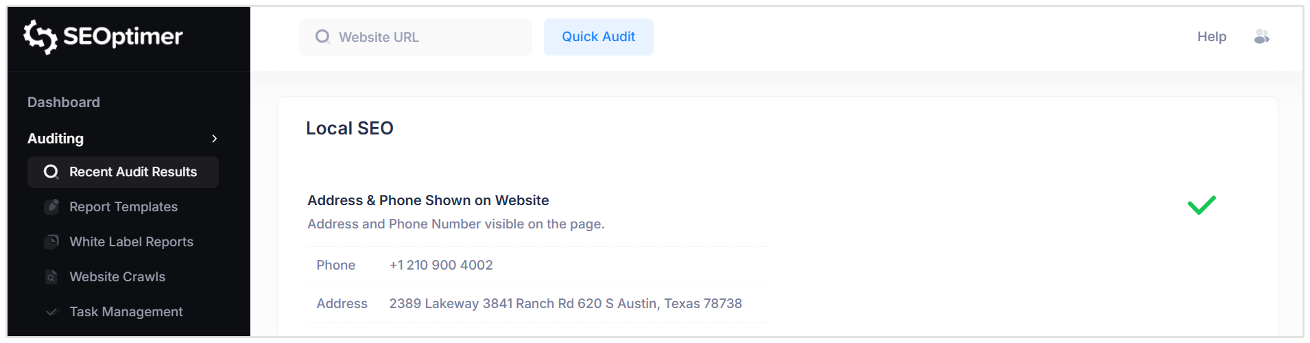 Address and Phone on Website